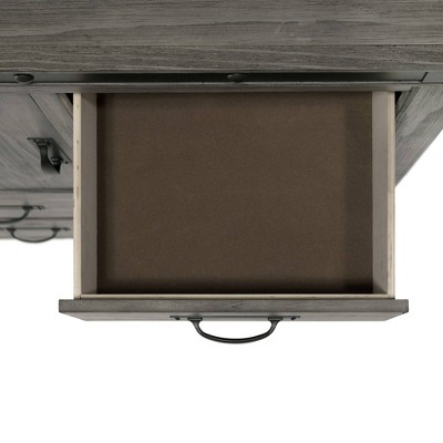 Gray Industrial Solid Wood Gentleman's Chest with Black Metal Trim