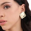 SOHI Women's Dented Minimal Square Stud Earrings - 4 of 4
