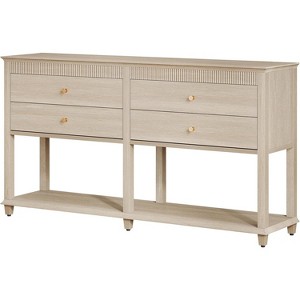Tribesigns 63" Console Table, Modern Sofa Table with Drawers and Lower Shelf for Living Room, Entryway, Hallway, Foyer, Entrance - 1 of 4
