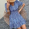 Anna-Kaci Women's Short Sleeve Floral Print Mini Dress with Smocked Waist and Ruffle Hem - 2 of 4