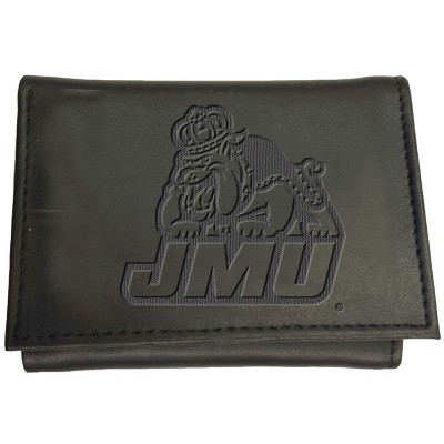 Evergreen NCAA James Madison Dukes Black Leather Trifold Wallet Officially Licensed with Gift Box