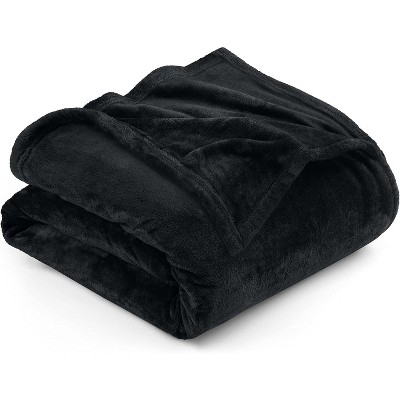 Attop Fleece Blanket Queen Size Black 300GSM Luxury Anti-Static Fuzzy Soft Microfiber Bed Blanket