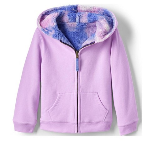 Lands' End Kids Reversible High Pile Fleece Hoodie - Small - Lilac ...