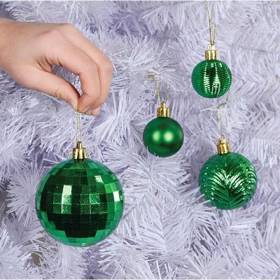 Green Shatterproof Plastic Christmas Ball Ornaments Set of 36