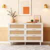 KTMBDW 6 Drawer Dresser for Bedroom, 43.3" Wide Rattan Dresser for Living Room, Hallway, White - 2 of 4