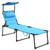 Kumasinova Outdoor Chaise Lounge Tanning Chair with Awning,Adjustable Folding Lounge Chair Patio Long Chaise for Beach,Camping&Hiking,Set of 1/2 - 2 of 4