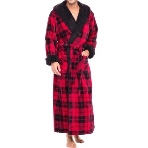 ADR Men's Robe, Warm Plush Hooded Bathrobe Man, Full Length Fleece Robe Man with Hood - 1 of 4
