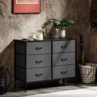 6 Drawers Wide Fabric Storage Units Chest for Bedroom