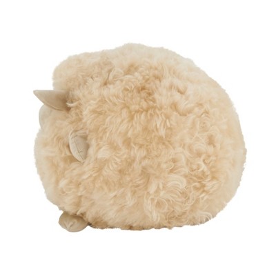 Round Beige Baby Lamb Plush Throw Pillow