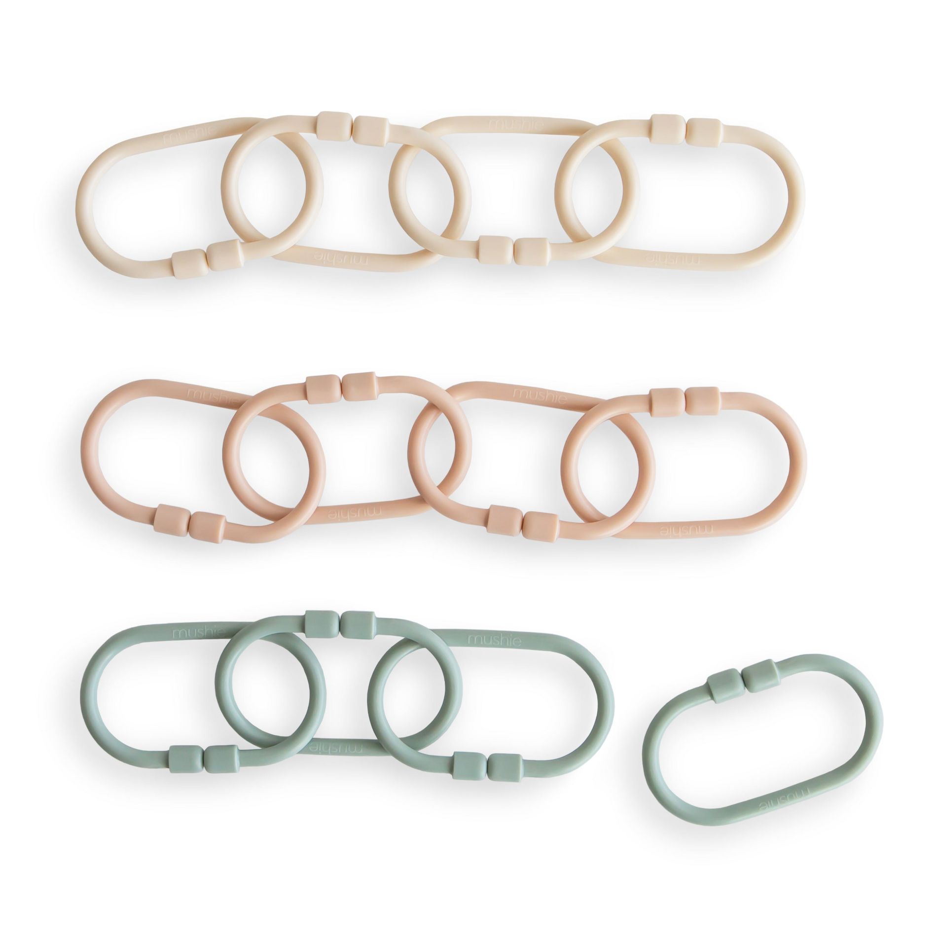 Chain Link Rings Shifting Sand, Blush, Cambridge Blue One Size