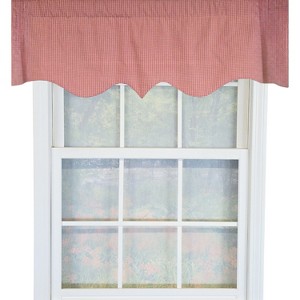 RLF Home 100% Cotton Gingham Regal With Poly/Cotton Ivory lining Rod Pocket Valance 50" x 16" Red - 1 of 4
