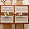 Anna-Kaci 4 Set Woven Rectangular Placemats with Textured Stripes and Fringe Edges 11.8x19.5 in - 3 of 4
