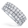Pompeii3 1 3/4ct Diamond Wedding Triple Row Ring 14K White Gold - 2 of 4