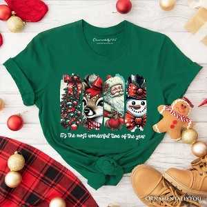 It's Most Wonderful Time Of The Year T‑Shirt, Reindeer, Santa, Snowman Vintage Tee for Christmas Maroon 2XL - 1 of 4