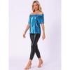 Allegra K Women's Metallic Off Shoulder Short Sleeve Boat Neck Blouse - 4 of 4