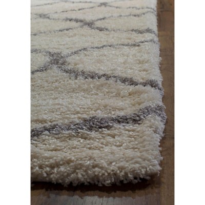 Luxurious Grey Ivory Links 8' x 10' Hand-Knotted Shag Area Rug