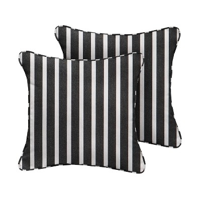 black and white striped outdoor cushion