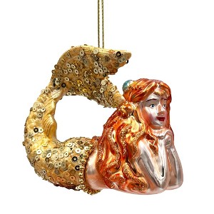 Mesmerizing Mermaid Glass Ornament, Beachy Sea Goddess Holiday Decor| OrnamentallyYou - 1 of 4