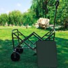 FURNIinspire Outdoor Serving Carts Collapsible Foldable Wagon Cart Beach Wagon Utility Wagon Grocery Cart Camping, Green, 26.62"*15.55"*30.07" - 4 of 4