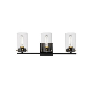 Maxim Lighting Pinn 3 - Light Vanity in  Black/Satin Brass - 1 of 4