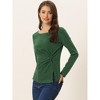 Allegra K Women's Comfort Round Neck Twist Front Long Sleeve Blouse Basic Top - 3 of 4