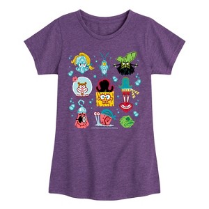 Girls' - Spongebob Squarepants - Spongebob: The Search For Squarepants Grid Fitted Short Sleeve Graphic T-Shirt - 1 of 4
