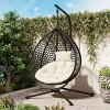 Versatile Hanging Egg Chair, Egg Chair For Outside With Cushion, Egg Chair Hanging With Sturdy Iron Base Support-Cuddlewood - 2 of 4