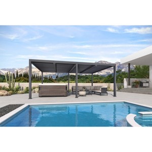 PURPLE LEAF Louvered Pergola Outdoor Aluminum Pergola with Adjustable Roof for Deck Backyard Garden Grey Hardtop Gazebo - 1 of 4