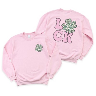 Simply Sage Market Women's Graphic Sweatshirt Luck With Shamrock Front and Back