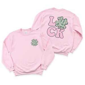 Simply Sage Market Women's Graphic Sweatshirt Luck With Shamrock Front and Back - 1 of 2
