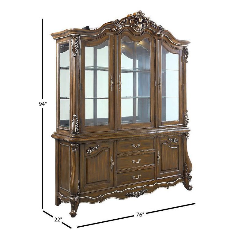 76&#34; Latisha Decorative Storage Cabinet Antique Oak Finish - Acme Furniture, 5 of 8