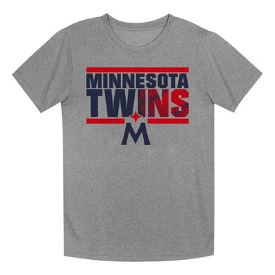 MLB Minnesota Twins Boys' Gray Poly T-Shirt - XS