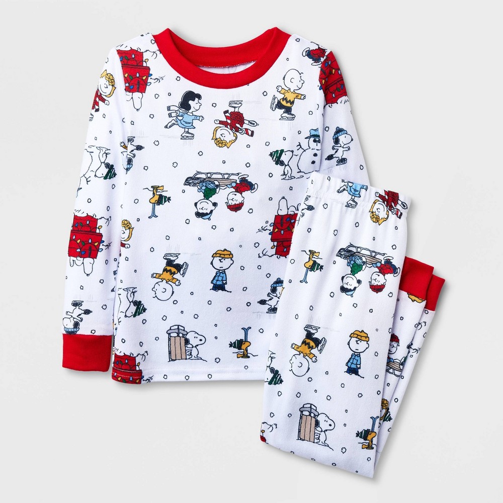 Toddler 2pc Peanuts Hacci Snug Fit Pajama Set - White 4T