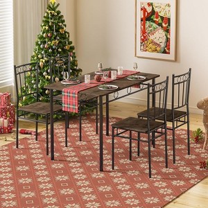 Dyonery Restaurant set 4-person dining table set, shaped dining table set, 4 chairs, space-saving kitchen dining table set, suitable for small Spaces - 1 of 4