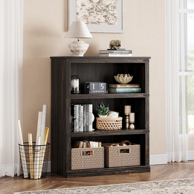 3 Tier Bookcase, Farmhouse Book Shelf with Storage
