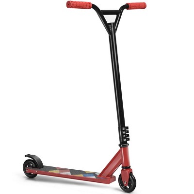 Costway Lightweight Aluminum Freestyle Stunt Kick Scooter 2 Wheels Adults Teenagers Red