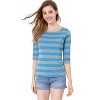 INSPIRE CHIC Women's Elbow Sleeves Boat Slim Fit Casual Stripe Animal Print Multi Floral Pattern T-Shirt - 3 of 4