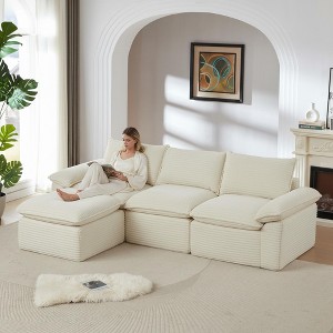111'' Corduroy Cloud Modular Sectional Sofas with High-Density Sponge Seat and Freely Combinable Design - 1 of 4