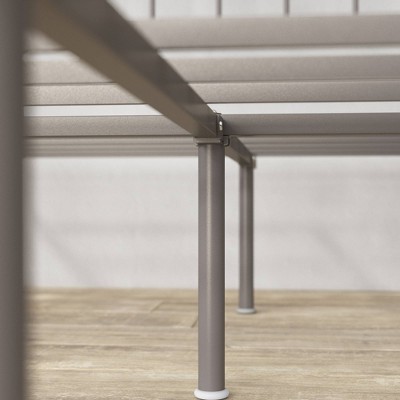 Florence Gray Metal Twin Platform Bed Frame with Spindle Headboard