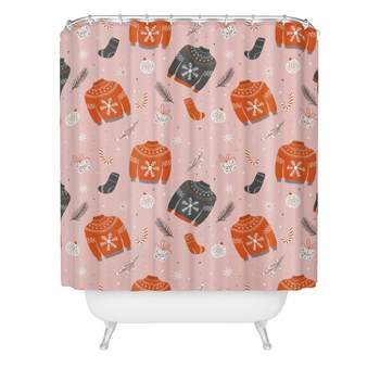 BlueLela Christmas sweater pattern pink Shower Curtain - Deny Designs