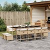 vidaXL 13 Piece Patio Dining Set - Beige Poly Rattan, Cushions Included, Tempered Glass Tabletop, Foldable Chairs, Outdoor Garden Furniture - 2 of 4