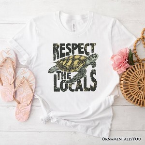 Respect the Locals Turtles T-Shirt, Retro Grunge White and Natural Tee for Ocean and Beach Lovers| OrnamentallyYou - 1 of 4