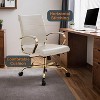 LeisureMod Benmar Leather Office Chair with Gold Accents, Adjustable Height, Swivel Base, Ergonomic Design for Home Office, Study, or Workspace - 3 of 4
