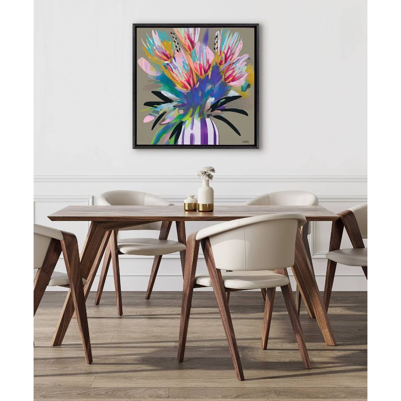 Kate &#38; Laurel All Things Decor 30&#34;x30&#34; Sylvie Bright Flowers Framed Canvas Wall Art by Inkheart Designs Black Colorful Painted Floral, 4 of 7