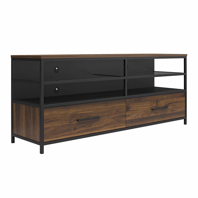 Phoniq TV Stand for TVs up to 60" Wood Veneer Metal and Glass Black - Room & Joy, 4 of 11