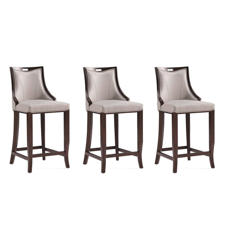 Set of 3 Emperor Upholstered Beech Wood Faux Leather Barstools - Manhattan Comfort, 1 of 12