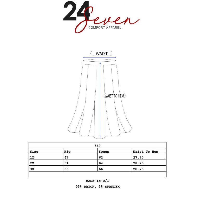 24seven Comfort Apparel A Line Elastic Waist Knee Length Plus size Skirt, 4 of 5
