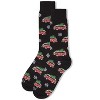 Memoi Men's Festive Retro Bus Holiday Novelty Crew Socks Black 10-13 - 3 of 4