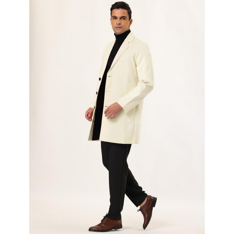Lars Amadeus Men's Slim Fit Winter Notched Lapel Single Breasted Long Jacket Overcoat, 4 of 7