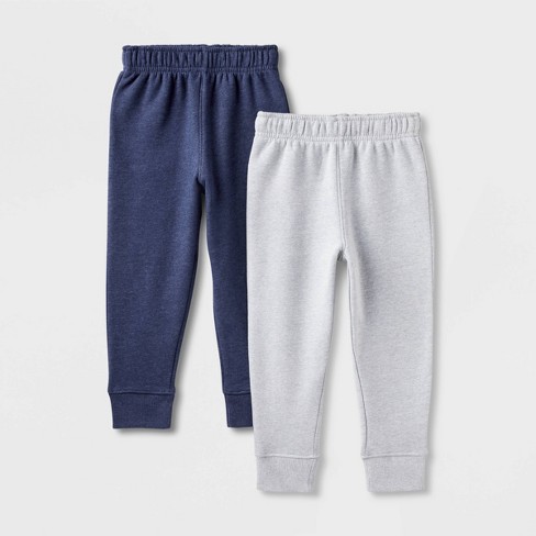 Toddler Boys' 2pk Fleece Jogger Pants Set - Cat & Jack™ Light Gray/Navy  Blue 3T